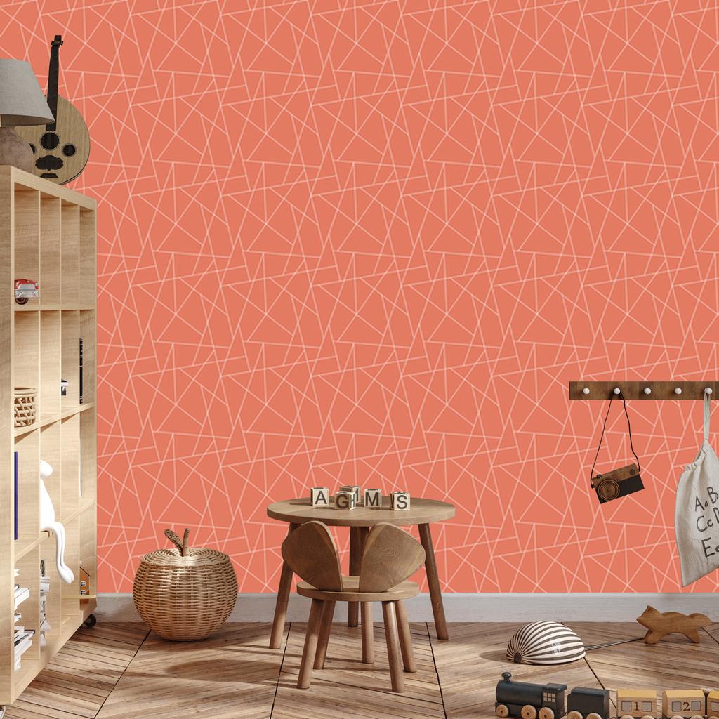 Wallpaper Geometric Pattern Coral and Peach, Coral Background 50x1000