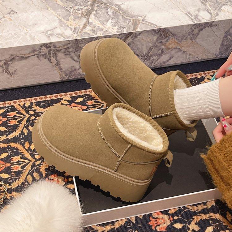 6Cm Snow Boots Women's 2025 Winter New Thick-soled Snow Boots Women's Warm Short Boots Piled Thickened Cotton Shoes