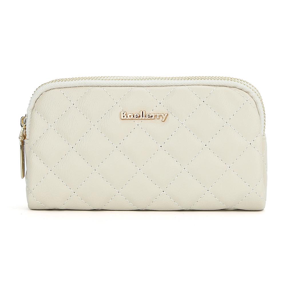 Baellerry Women s Quilted Diamond Long Clutch with Double Zipper Wallet and Coin Purse грязно-белый