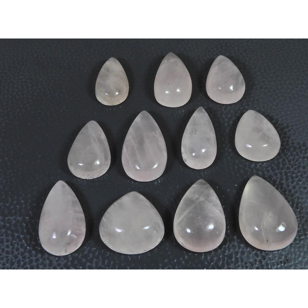 287Cts.Natural Pink Rose Quartz Pear Shape Cabachon Loose Gemstone 11Pcs Lot C-2520