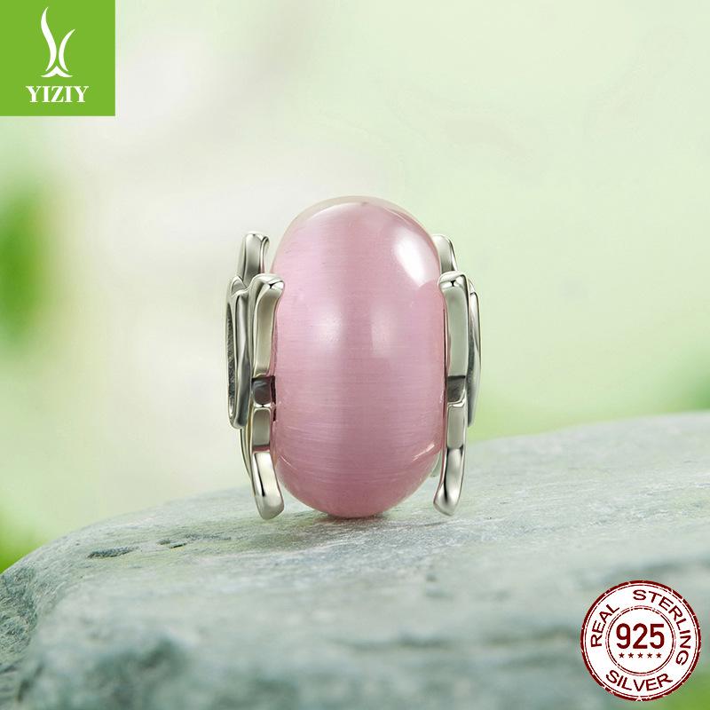 S925 Silver Spring Butterfly Glazed Beads Pink Wind Personalized Diy Bracelet Beaded Accessories