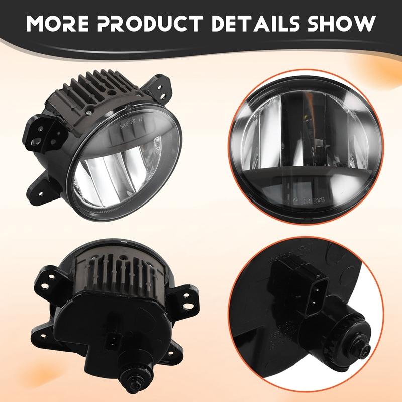 Car Front Bumper Fog Light Assembly For Jeep Wrangler JL 2018-2024 Yellow LED Daytime Running Light DRL Headlight Road