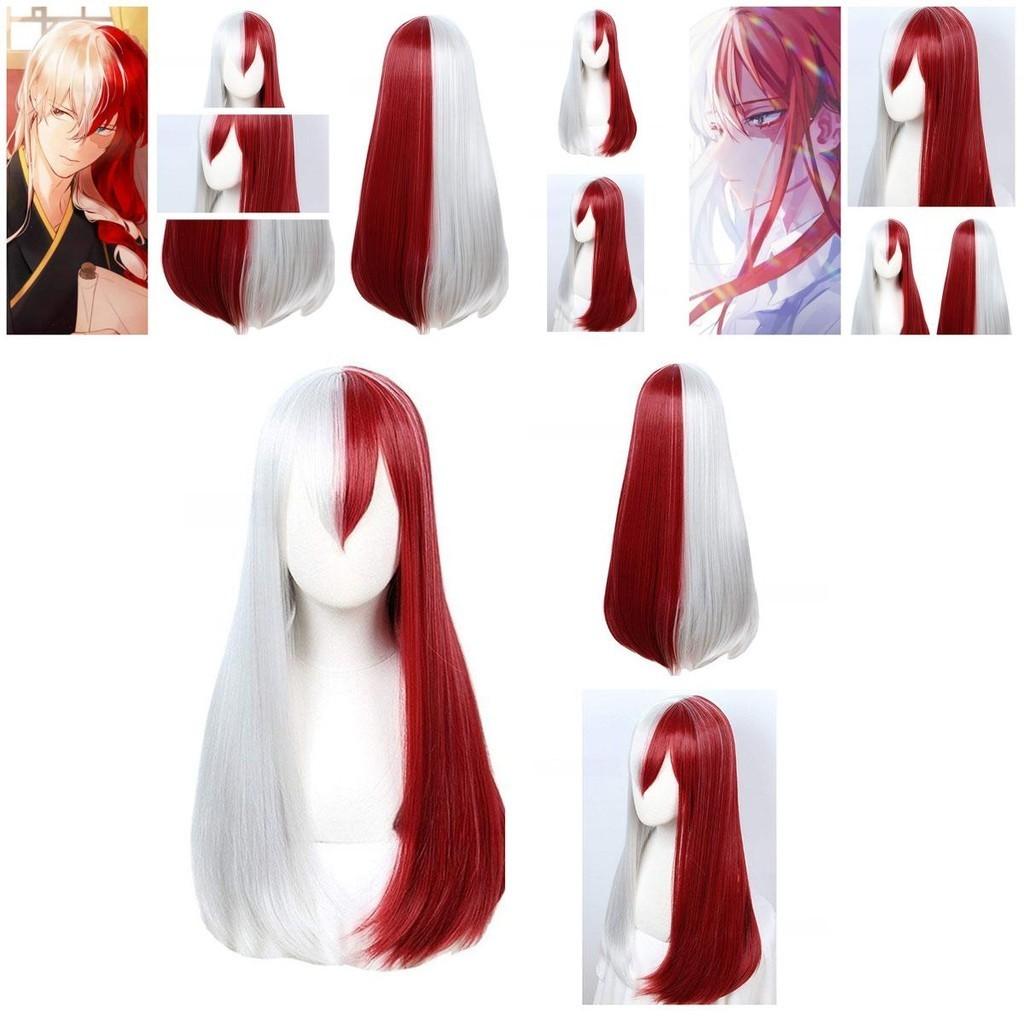 My Hero Academia Cosplay-Perücke für Todoroki- und Bakugo-Fans, 65 cm lang, rot-weiß