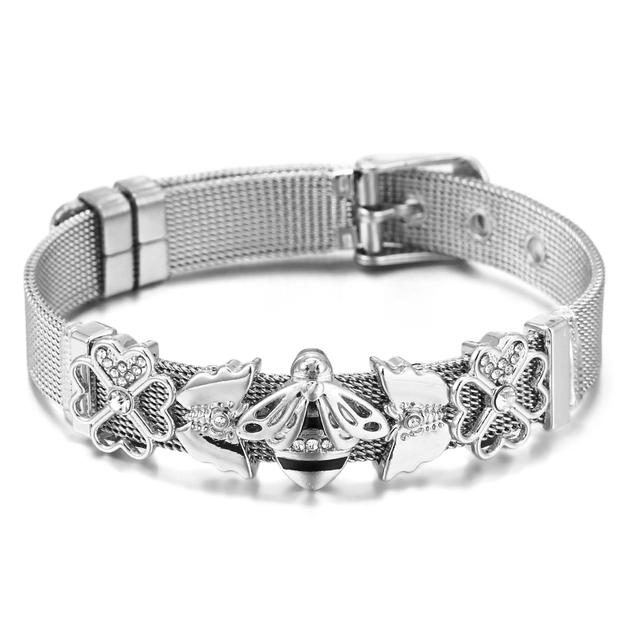 

Модные сетчатые браслеты из нержавеющей стали для женщин и девочек, оригинальный браслет для часов с подвесками, браслет с бусами ангела, подарок
