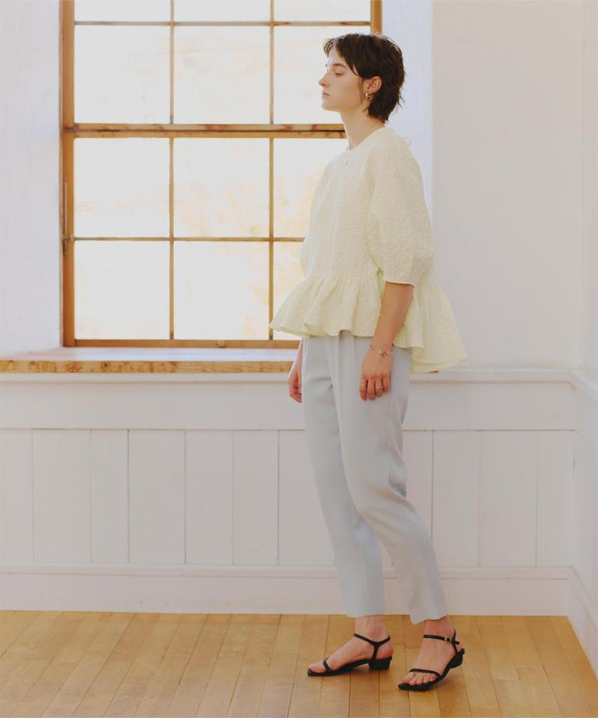 Bulge Jacquard Peplum Design Tops ADXP4075 S Ivory [Titty Bait] Women's