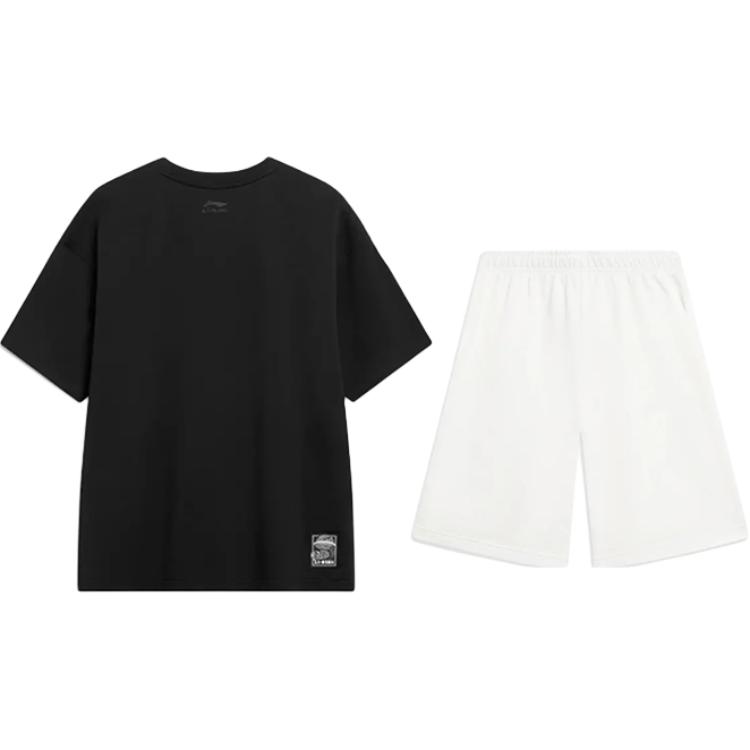 Li-Ning Letter Print Fashion Personality Comfortable Round Neck Pullover Short Sleeve T-Shirt Casual Sports Suit Unisex Tops YHSU303-2+AKST593-7