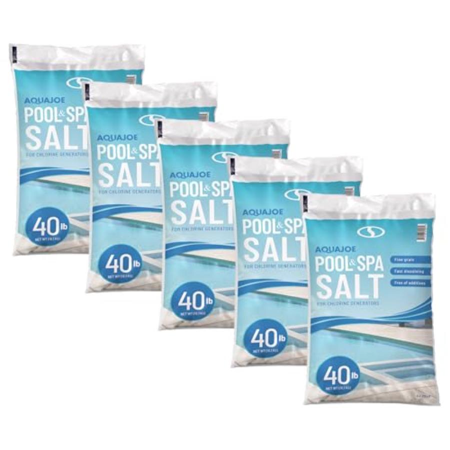 Aqua Joe 5 Pack 40 Lb Fast Dissolving Pool Spa Salt Chlorine Generators AJ-PS40