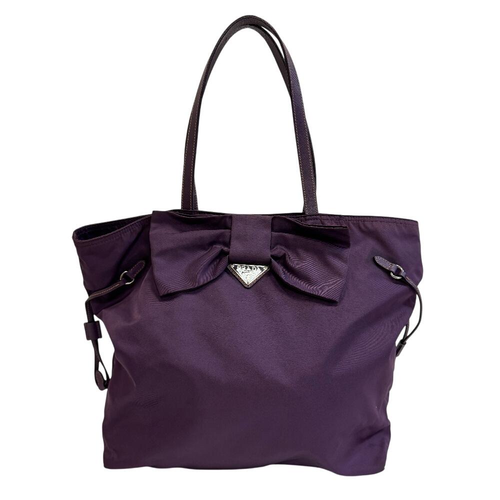 

PRADA Shoulder Triangle With logo Nylon Tote 25 Tote Bag purple Nylon Used