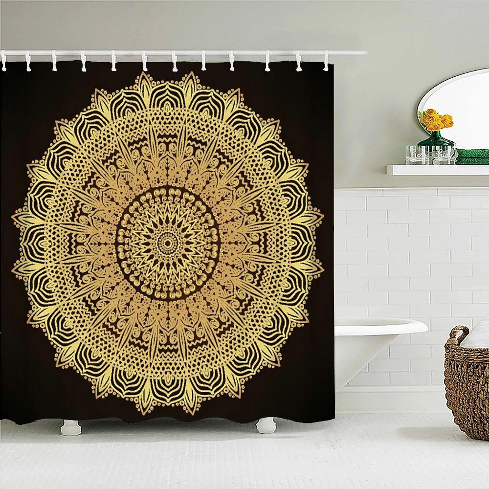 3D Printing  Mandala Pattern Shower Curtain Bathroom Curtains With 12 Hooks Indian Boho Waterproof Fabric Bathtub Decor Screen