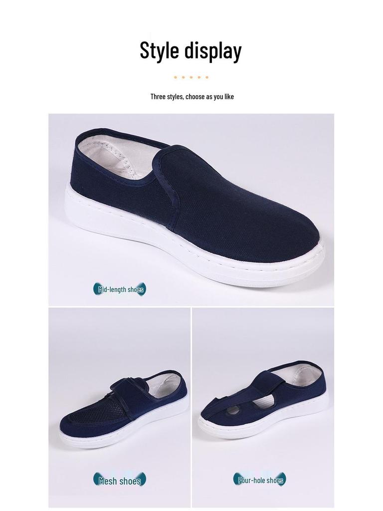 Anti-Static Velcro Mesh Shoes with Thick PU Sole for Cleanroom and Laboratory Use
