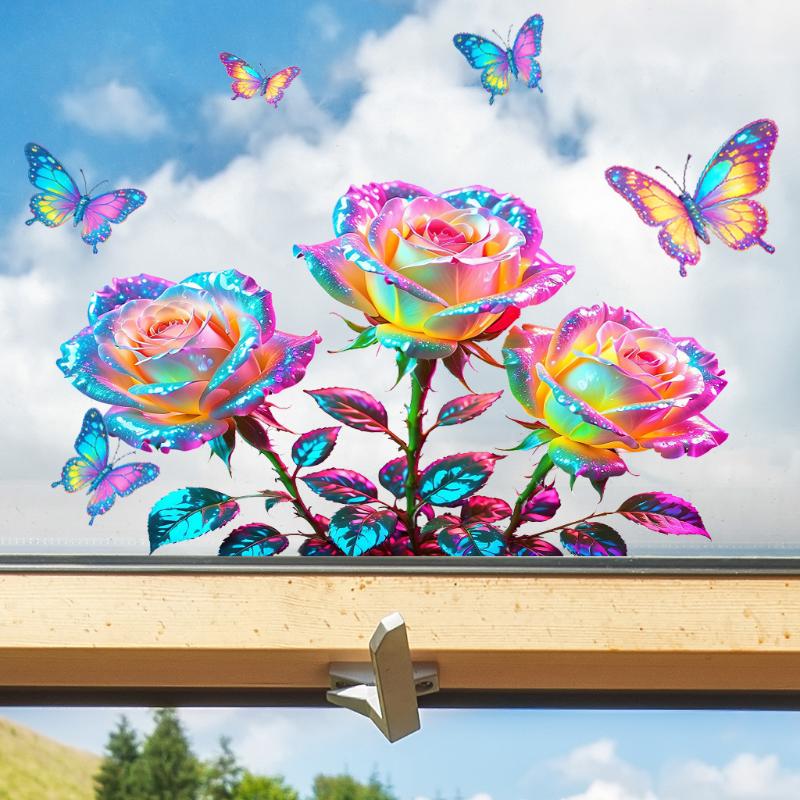 Glow-in-the-Dark Rose Flower Toilet Sticker Removable Self-Adhesive Wall Decal Home Decoration Stickers For Bedroom Living Room