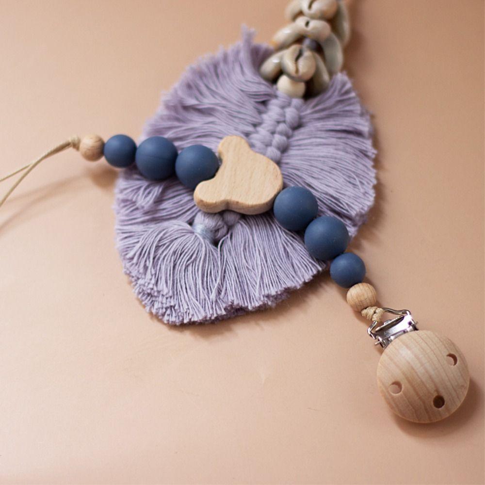

Bear Pacifier Holder Clips Wood Baby Teether Toys Straps Anti-lost Baby Pacifier Chain Toddler Style A