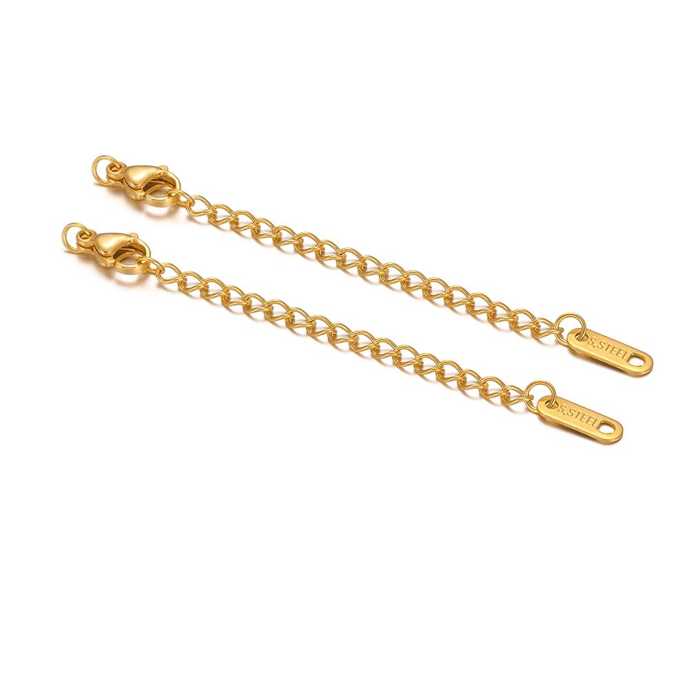 10pcs Stainless Steel Lobster Clasps 5cm Extension Extended Tail Chains for DIY Jewelry Making Bracelet Necklaces Connectors