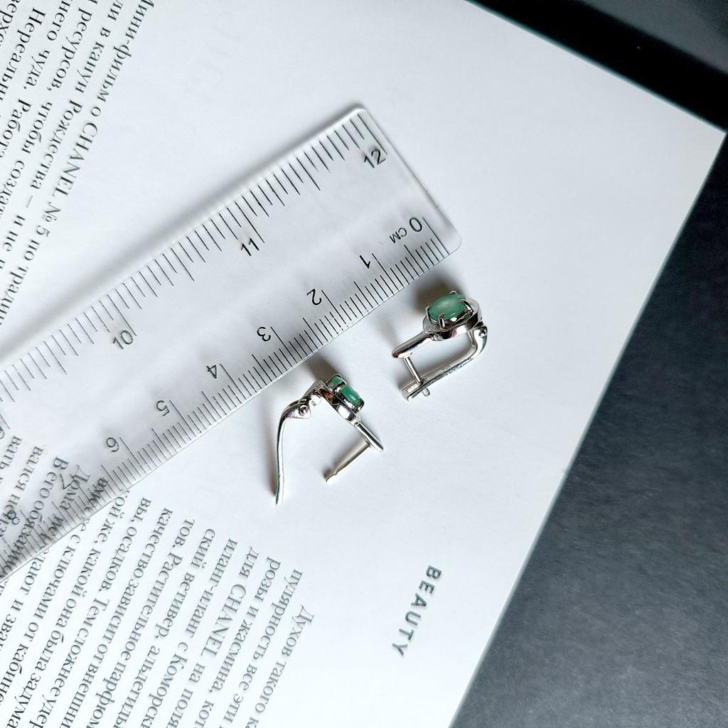Silver Earrings with Natural Emerald 1.54ct (2167365)