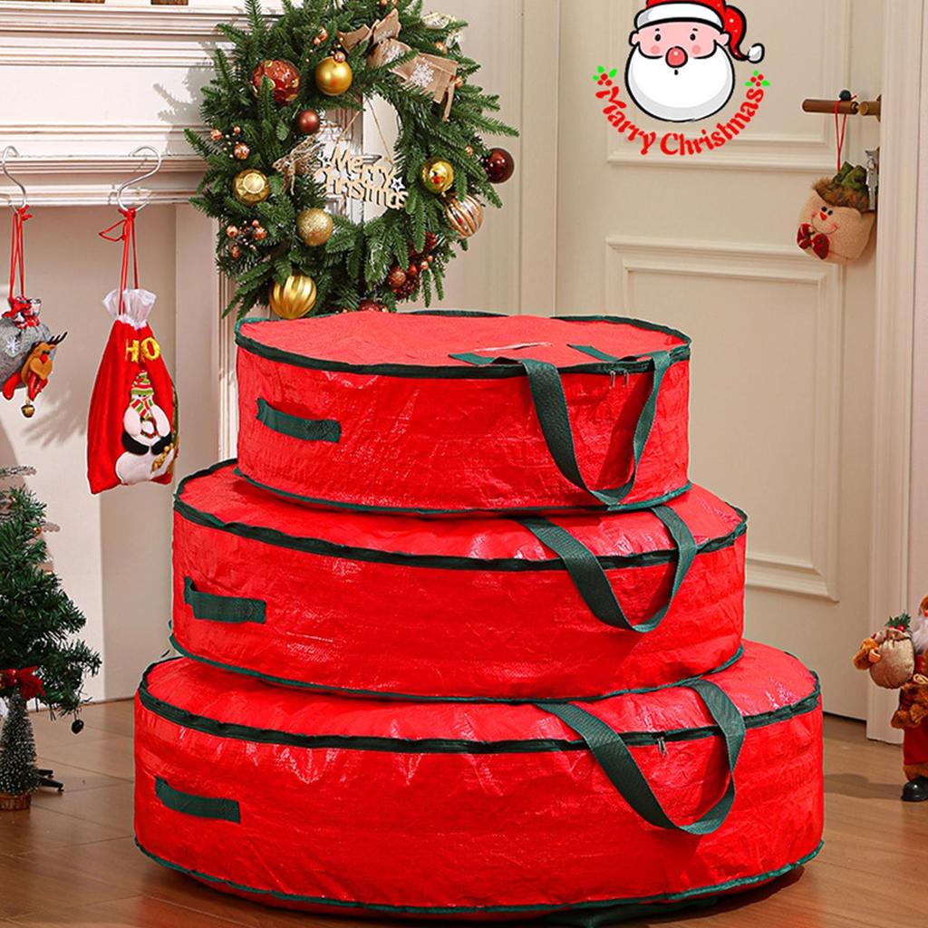 Christmas Wreath Storage Bag Dust Protection Waterproof Containers With Carry Handle Zippered Garland Storage Organizers