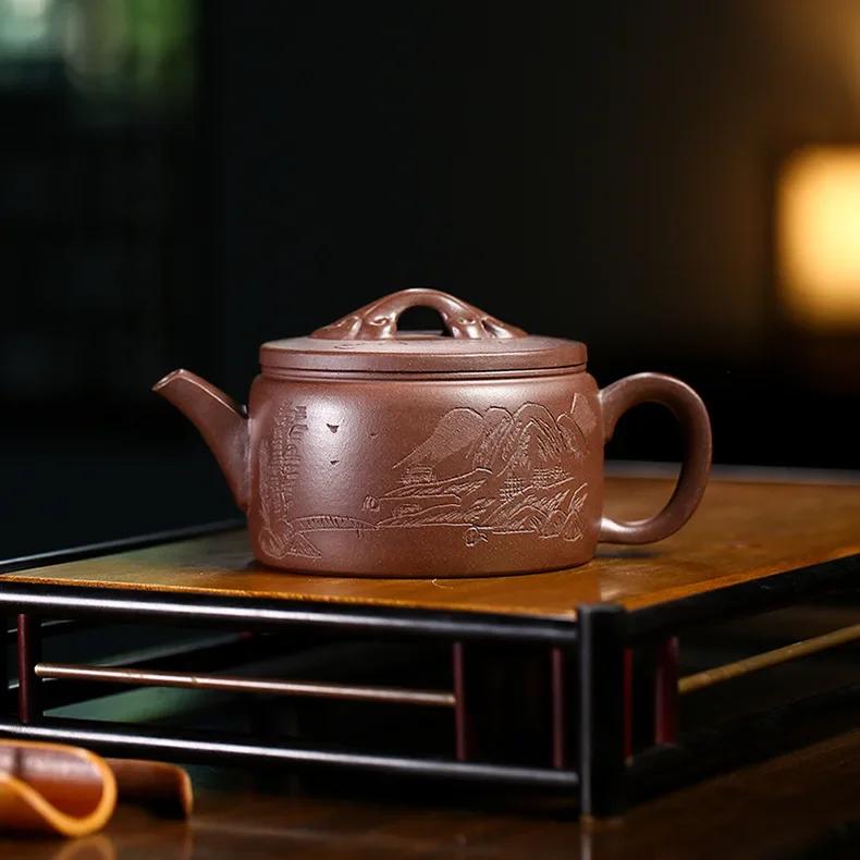 

1PCS 230ml Antique Yixing purple clay teapot Raw ore zhu mud beauty tea infuser Chinese zisha filter kettle Tea set