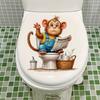 3D Funny Cartoon Monkey Reading Newspaper Toilet Wall Sticker Self-Adhesive Waterproof Removable Bathroom Home Decor Art