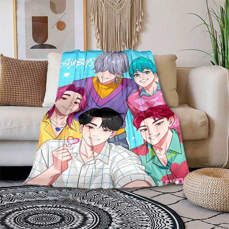 1pc SAJA: Colorful VibesCartoon Blanket,Portable Throw for Travel , All-Season Cozy Blanket,Ideal Gift for Christmas, BirthdaysPB045 100x150cm