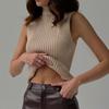 New Spring And Autumn Knitwear Women Clothing High-Neck Sleeveless Top Fashion Casual Sweater
