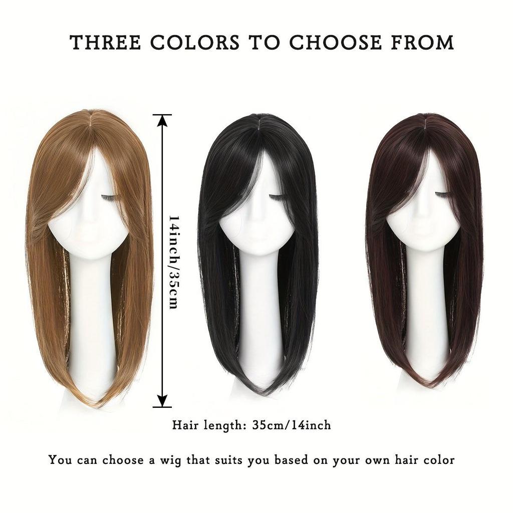 14 Inches Top Piece Clip In Synthetic Hair Toppers Hair Pieces with Bangs for Women with Thinning Hair