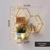 Nordic Wrought Iron Hexagonal Wall Shelf for Home, Bedroom, and Dining Room Decor