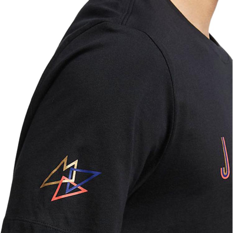 Jordan Sportovní DNA ležérní tričko s krátkým rukávem a krátkým rukávem s výstřihem pro muže, černé topy CN3331-010