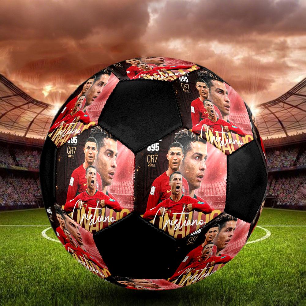 1 PZ Cristiano Ronaldo Dimensione del bordo 5 pallone da calcio PrahaPallone da calcio indoor Colorato Per tutte le età Cucito a macchina PVC Pronto per la competizione Resistente Alto rimbalzo