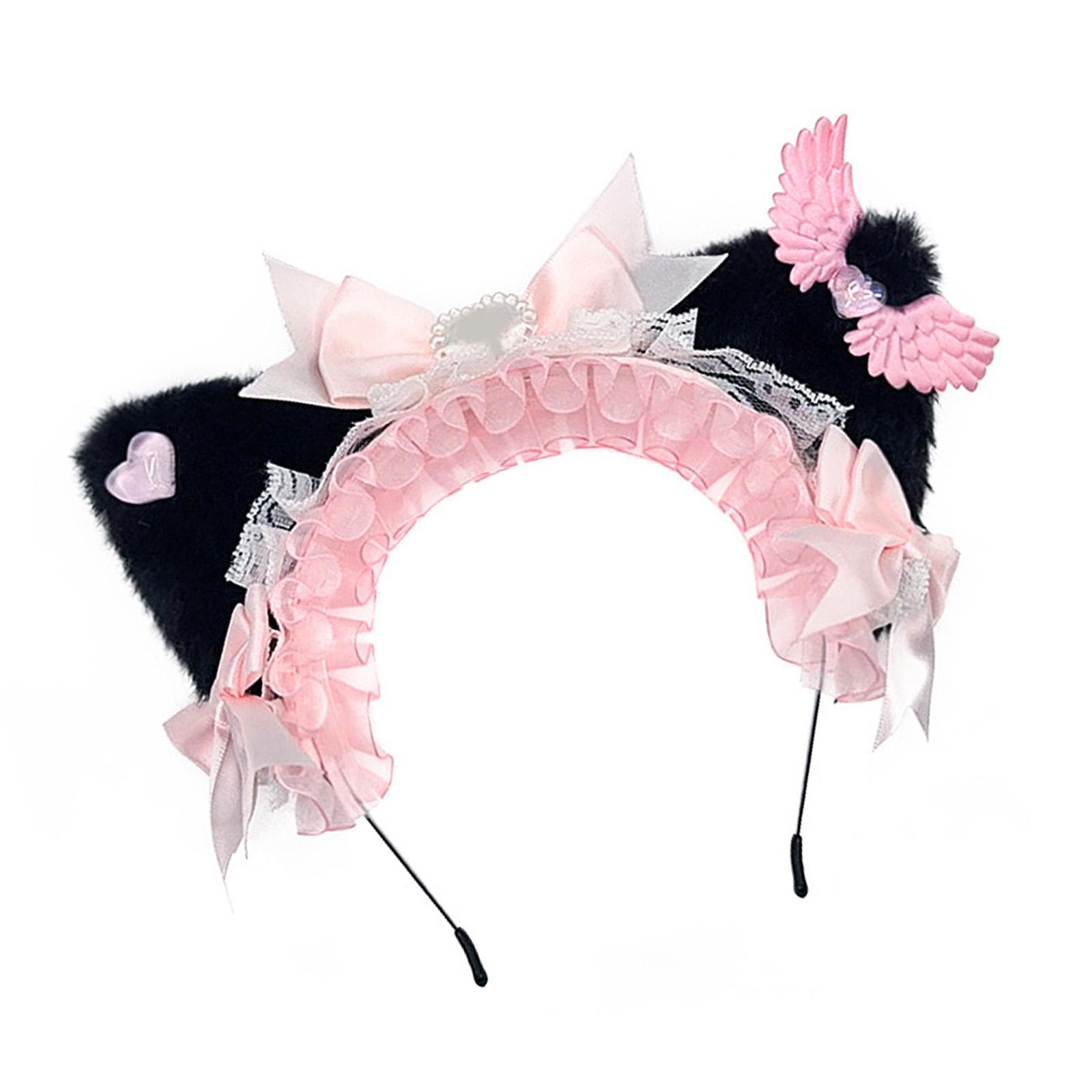 

Stylish Kitten Headpiece Proms Birthday Hairbands Dark Headwear Halloween Bows Adorkable Hair Headwear