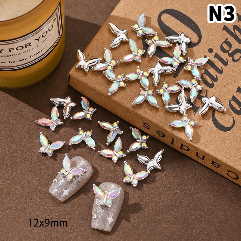 5 шт. Имитация сплава Бабочка Декорации для маникюра Легкая роскошь Бабочка Стеклянный Алмаз Инкрустация Шармы для ногтей Аксессуары DIY