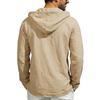 Men's Striped Hooded Casual Shirt Long Sleeve Linen Cotton Casual Tops Drawstring Beach Hoodie Blouse