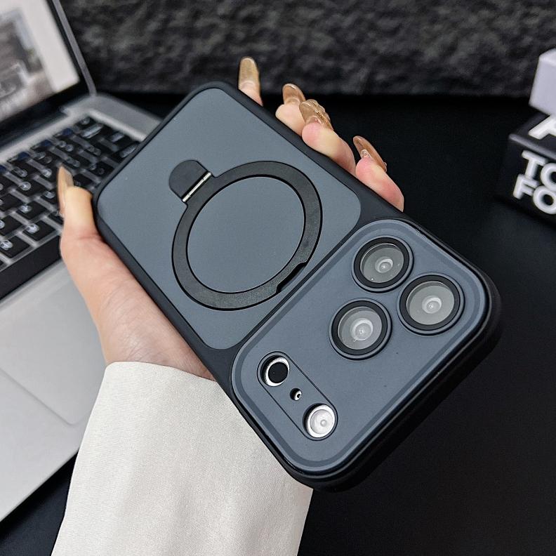 Luxury Color Contrast Magnetic Bracket Case for iPhone 16 17 Pro Max 14 15 Plus 11 12 13 for Magsafe Stand Lens Protection Cover
