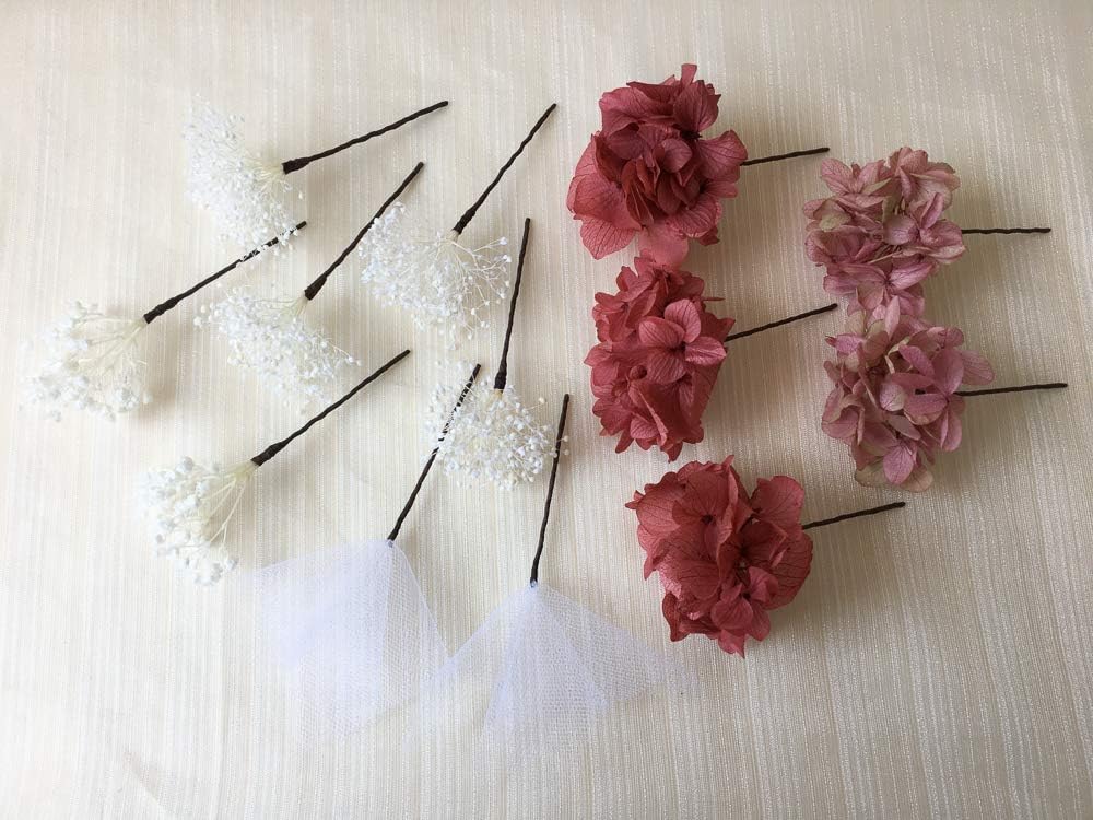 Yume Rose Pink Lime Hair Ornament Headdress Preserved Flower Dried Flower Japanese Dress Kimono Furisode Wedding Bridal Coming of Age Ceremony