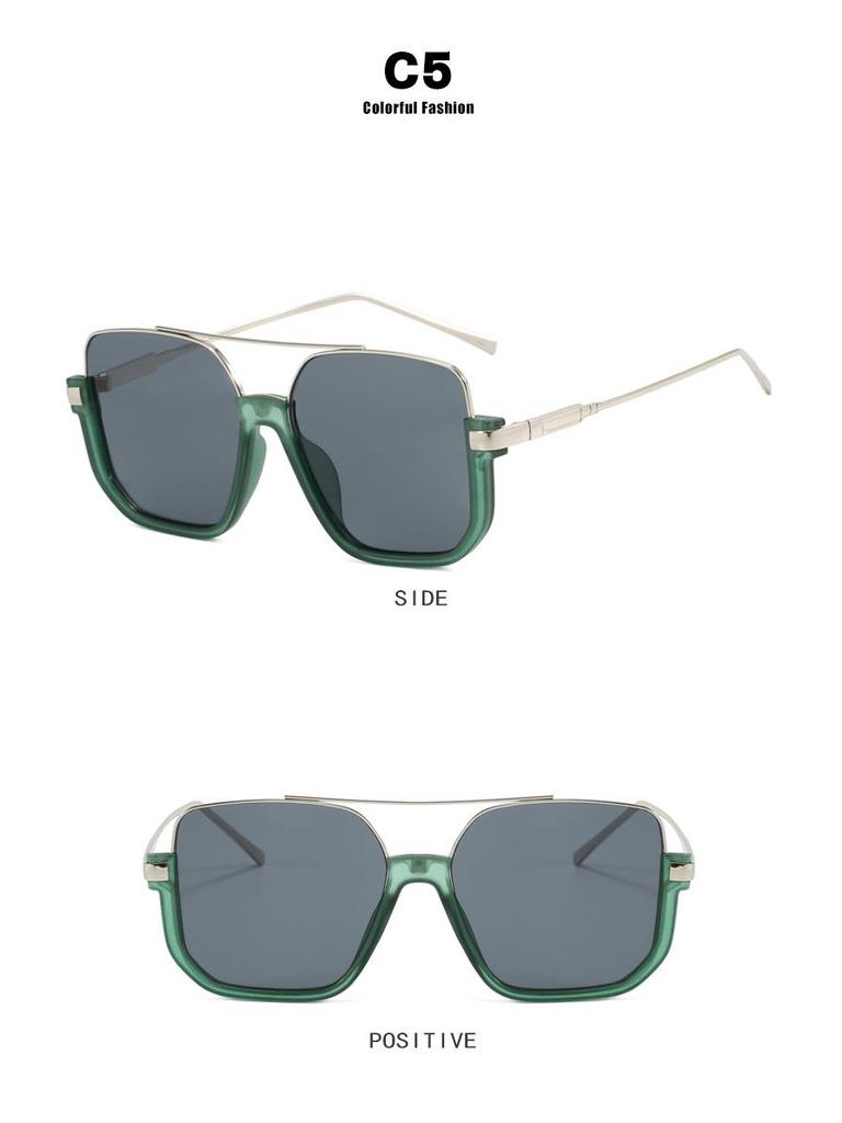 2023 Korean Style Retro Large Frame Double Bridge UV Protection Sunglasses for Driving.
