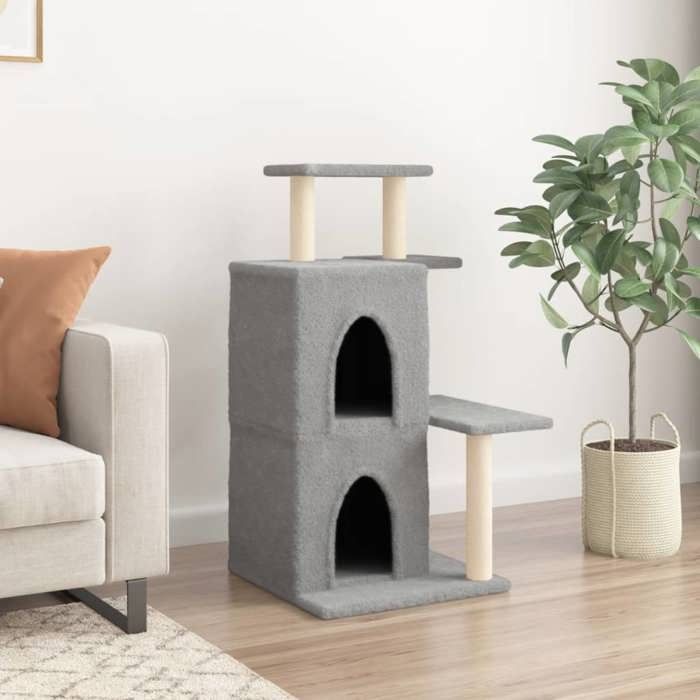 VidaXL Cat Tree with Sisal Scratching Posts Light Grey 97 Cm 172113