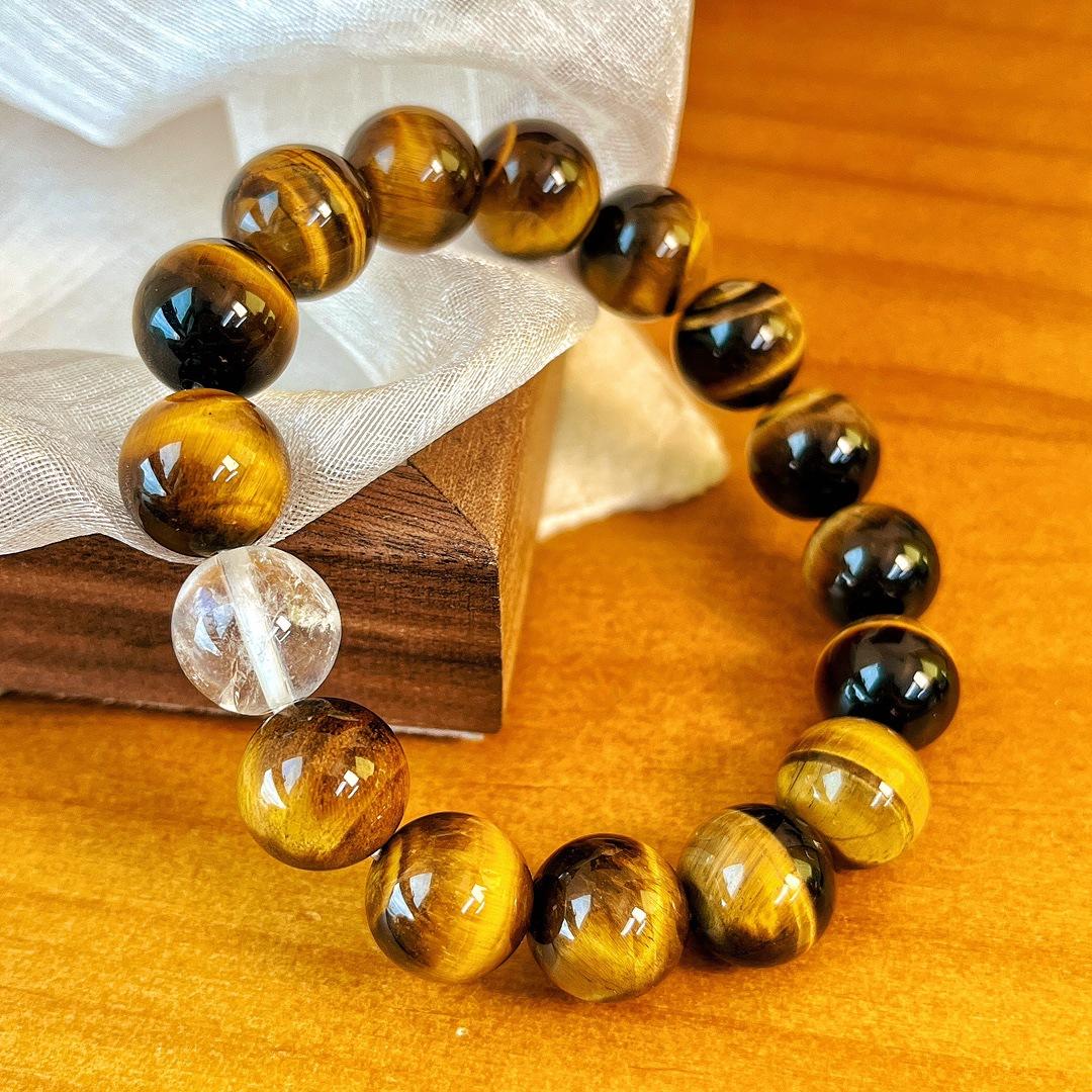 Natural High Quality Tiger S Eye Beaded Bracelet Women S Light Luxury High-End Niche Design Vintage Hand Decoration Couple Bracelet