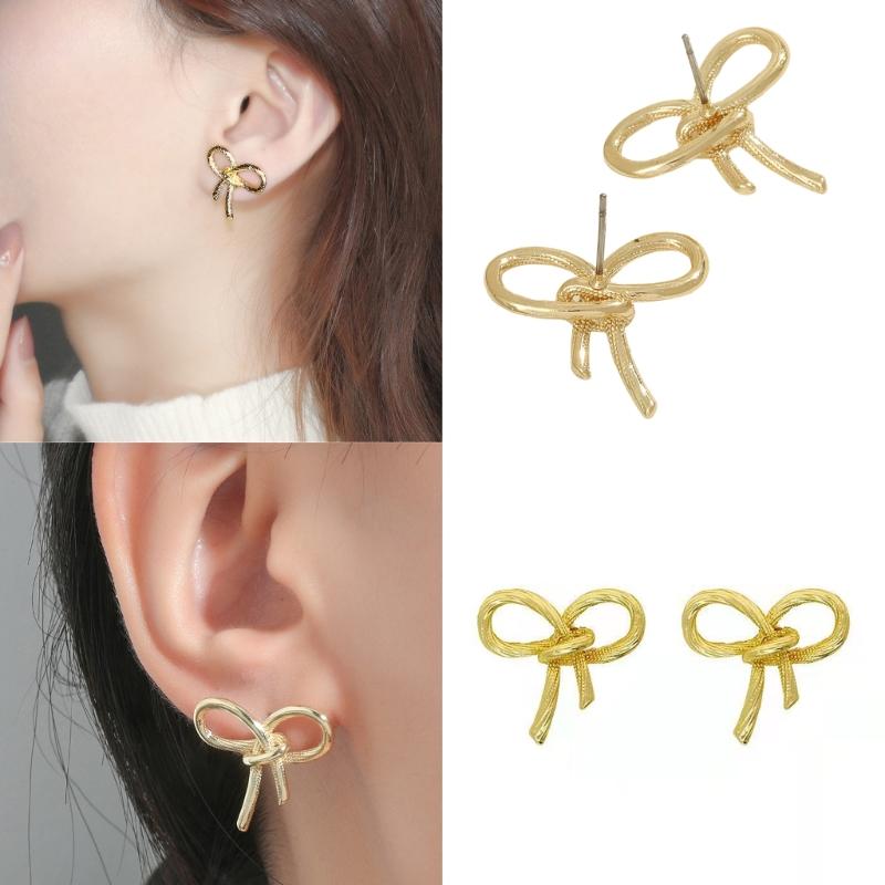 Elegant Gold Color Butterfly Knot Earrings Stylish Ear Piercing Ear Pendant Jewelry Cute Ear Studs Jewelry Accessories
