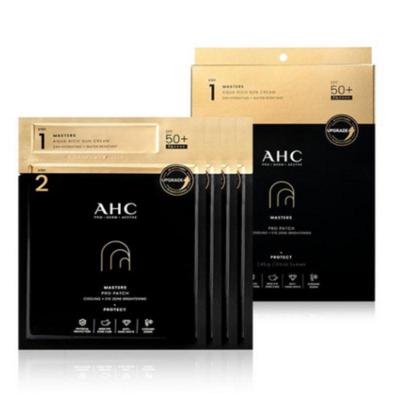 AHC Masters Pro Patch Aqua Rich Sunscreen SPF50+ PA++++ 4P 8g Hydrating UV Protection Korean Sun Care