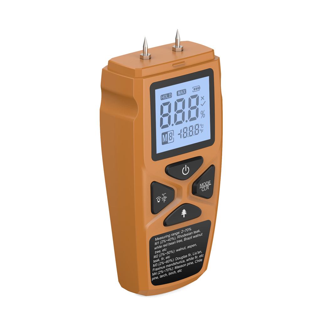Wood Moisture Meter Thermometer for Hard Wood Soft Wood Paper Bamboo Herbs LCD Display High Precision and Fast Response