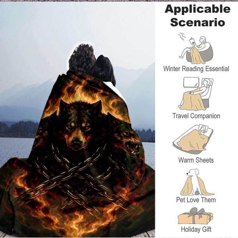1pc Wolf Chains Blanket Lightweight Blanket Throw Blanket For Sofa, Bed, Travel, Camping, Livingroom, Office yy251010063