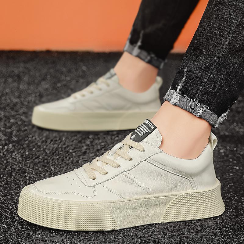 Men's Casual Sports Board Shoes Are Lightweight Breathable Trendy Low Cut Versatile and Fashionable Autumn Basic White Shoes