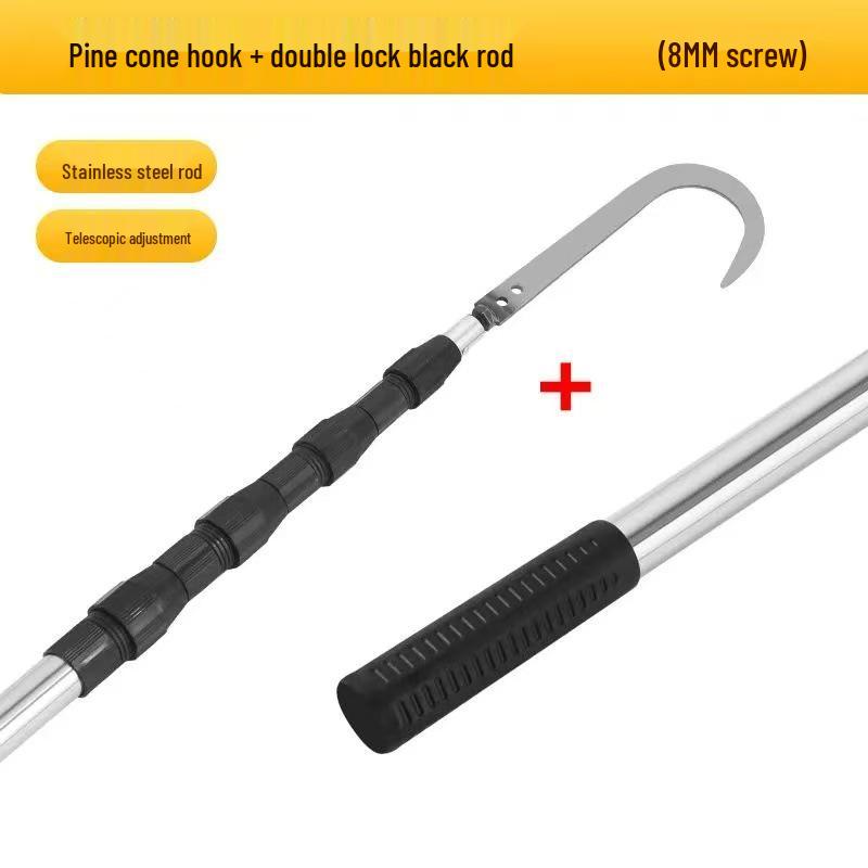 Outdoor Fishing and Fruit Picking Telescopic Pole with Net, Hook, and Sickle, Adjustable from 1.5 To 7 Meters.