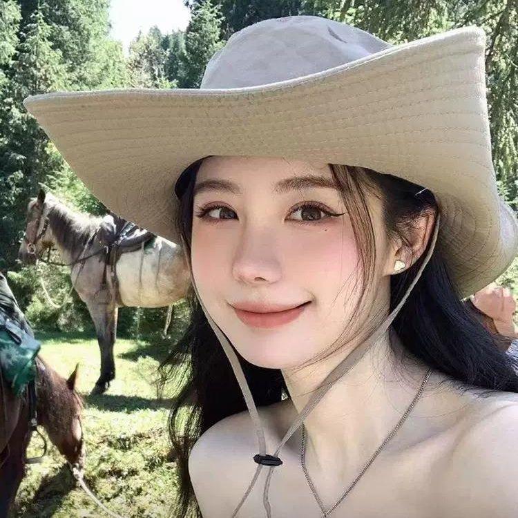 Summer western adult cowboy hat children big eaves mountaineering sun protection shade outdoor seaside bucket hat