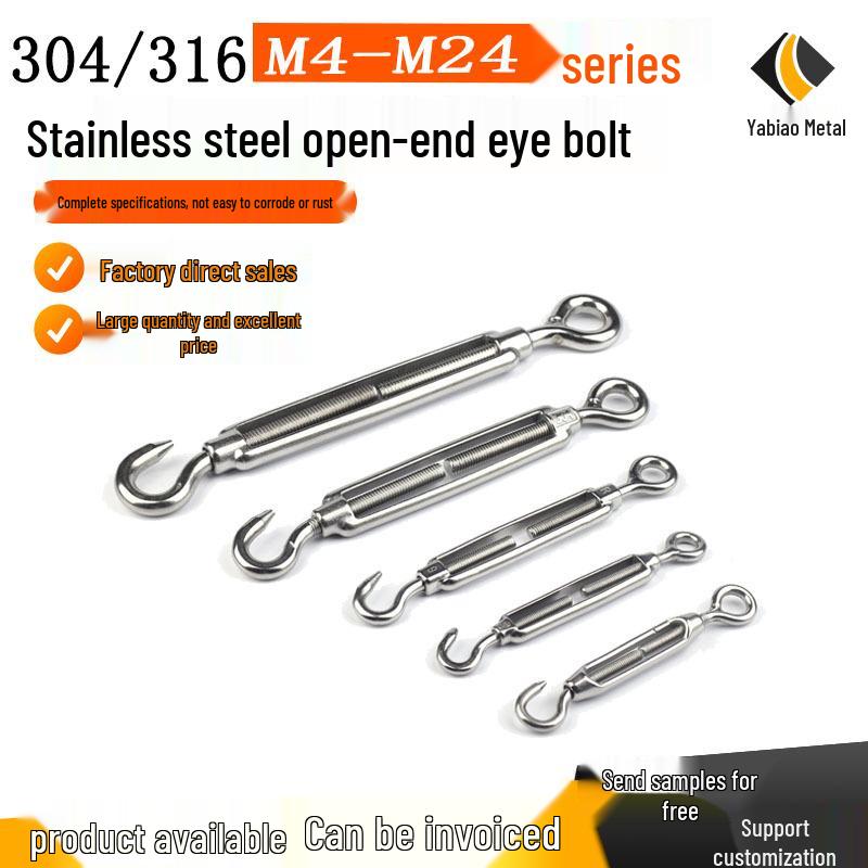 304 Stainless Steel OO/OC Type Wire Rope Turnbuckle Tensioner M4