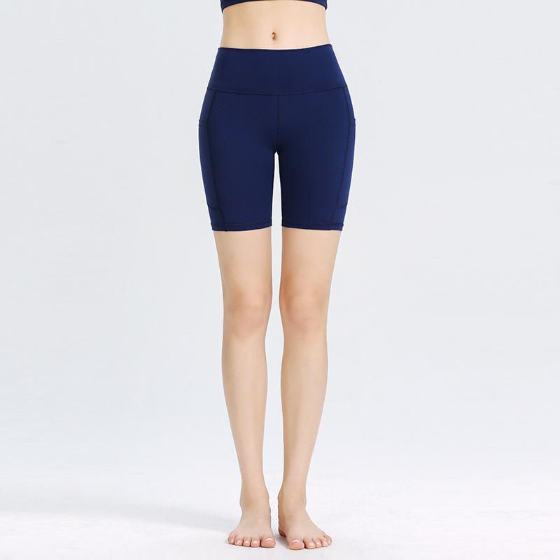 New Yoga Shorts Female High-waisted Hip-lifting Sports Shorts Elastic Tight Pockets Running Fitness Four Pants