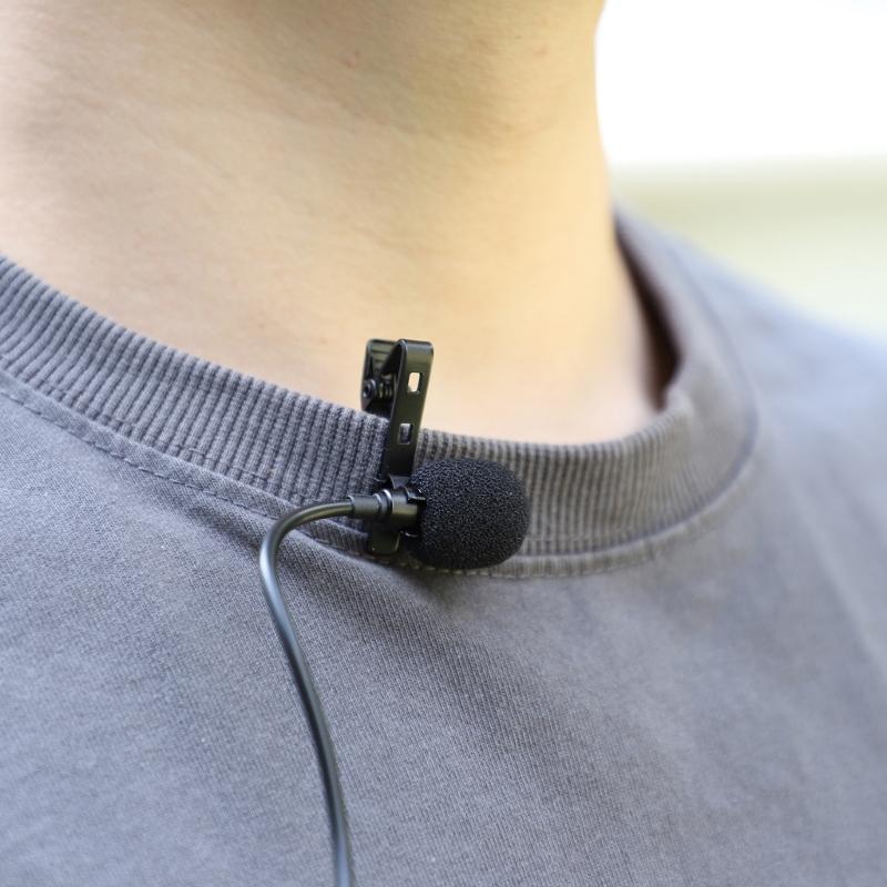 Small Clip On Lavalier Mic with Omnidirectional Pickup and Noise Cancellation for Live Streaming Video