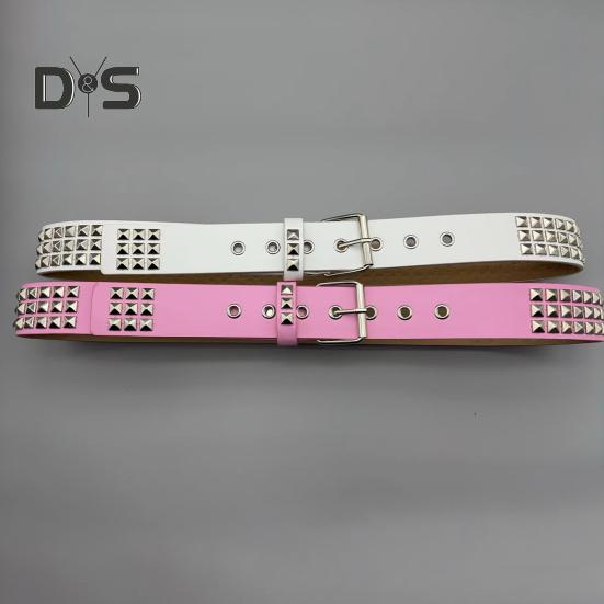 Punk Style Studded Belt Square Rivets Adjustable Straps Rock Waistband Women Girls Gothic Scene Accessories