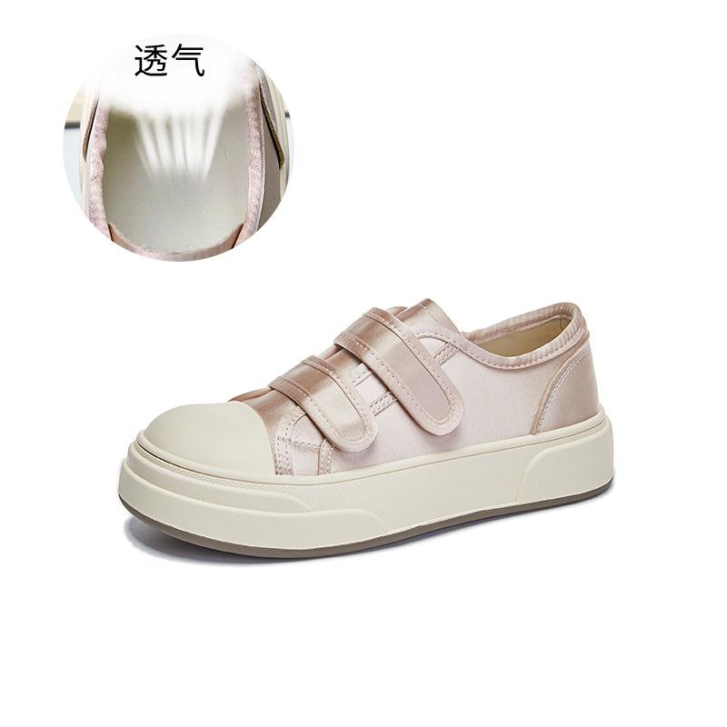 Velcro little white shoes women's 2025 spring new thick-soled simple casual shoes women's round head single shoes versatile shoes children