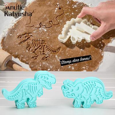 3D-Dinosaurier-Ausstechform, Dinosaurier-Keks-Prägeform, Sugarcraft-Dessert-Backen-Silikonform für Sop-Kuchen-Dekorationswerkzeug