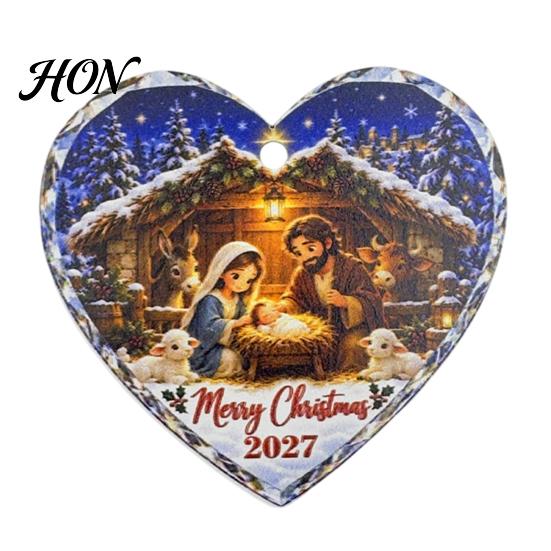 Rustic Wood Nativity Ornaments Wooden Hanging Ornament for Christmas Tree Decorations, Retro Religious Gift Tags Friends Scene Garland Decoration