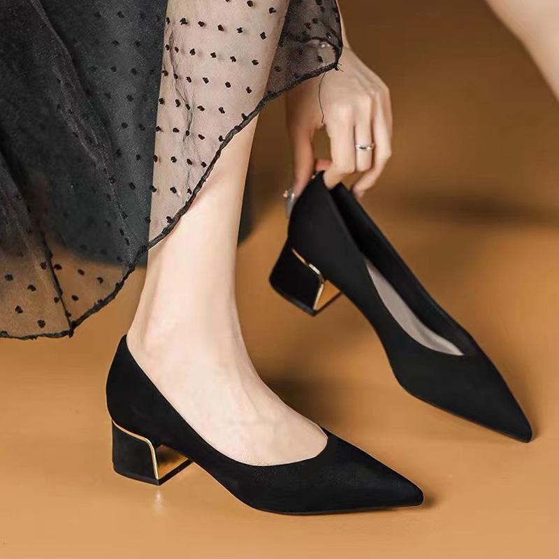 Coarse Heel High Heel Shoes Women s Professional Black Low Heel Comfortable Not Tired Feet Dress Work Single Shoes Work Shoes Women s Shoes 34